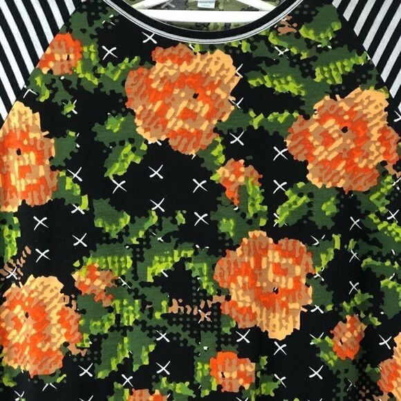 LuLaRoe Randy Plus Size 2X Orange Tan Green Roses - Picture 13 of 15